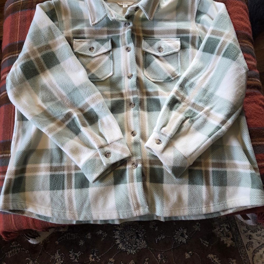 Plaid Utility Jacket in Green and Cream
